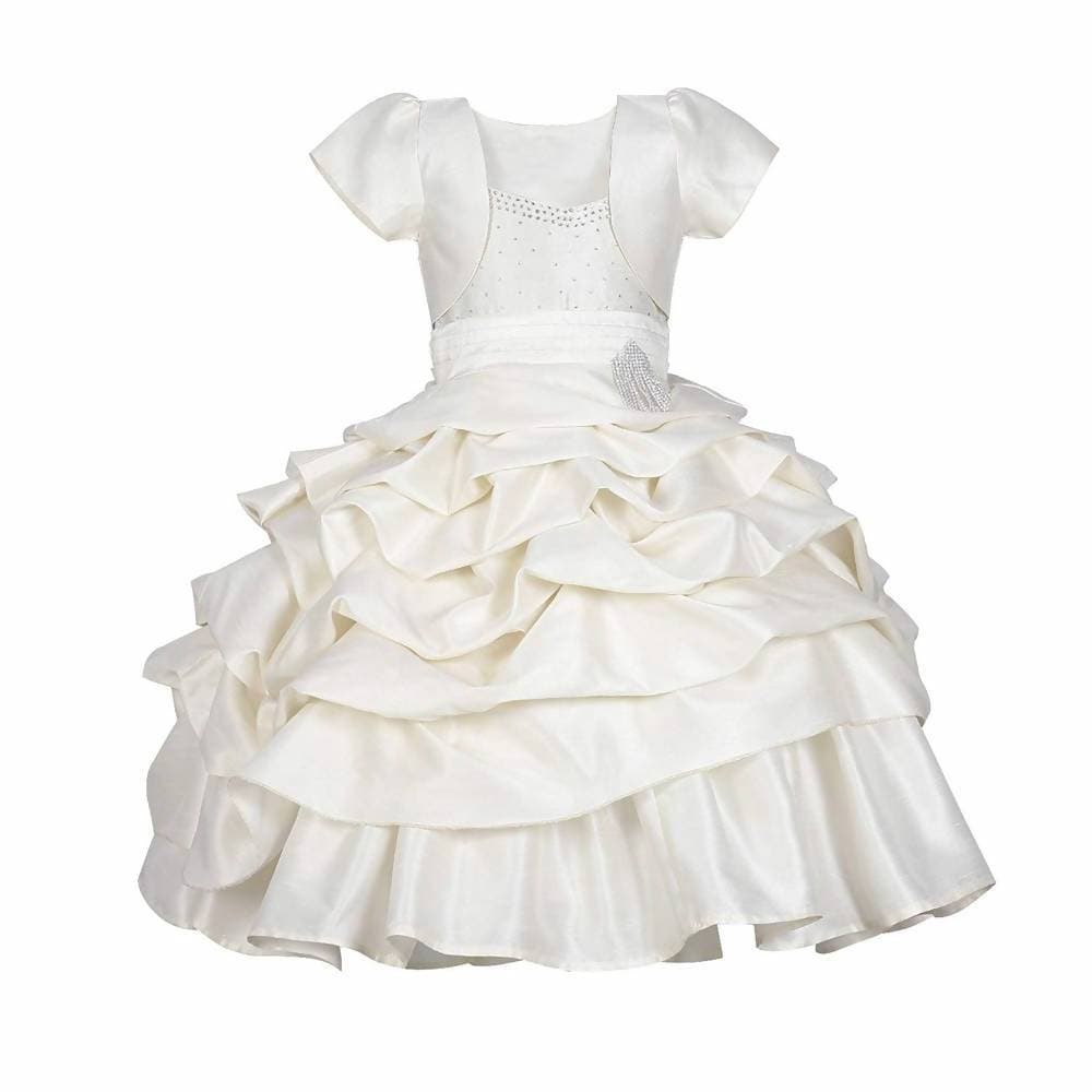 Asmaani Baby Girl's Off-white Colour Satin A-Line Maxi Full Length Dress (AS-DRESS-22116) | Grocsy