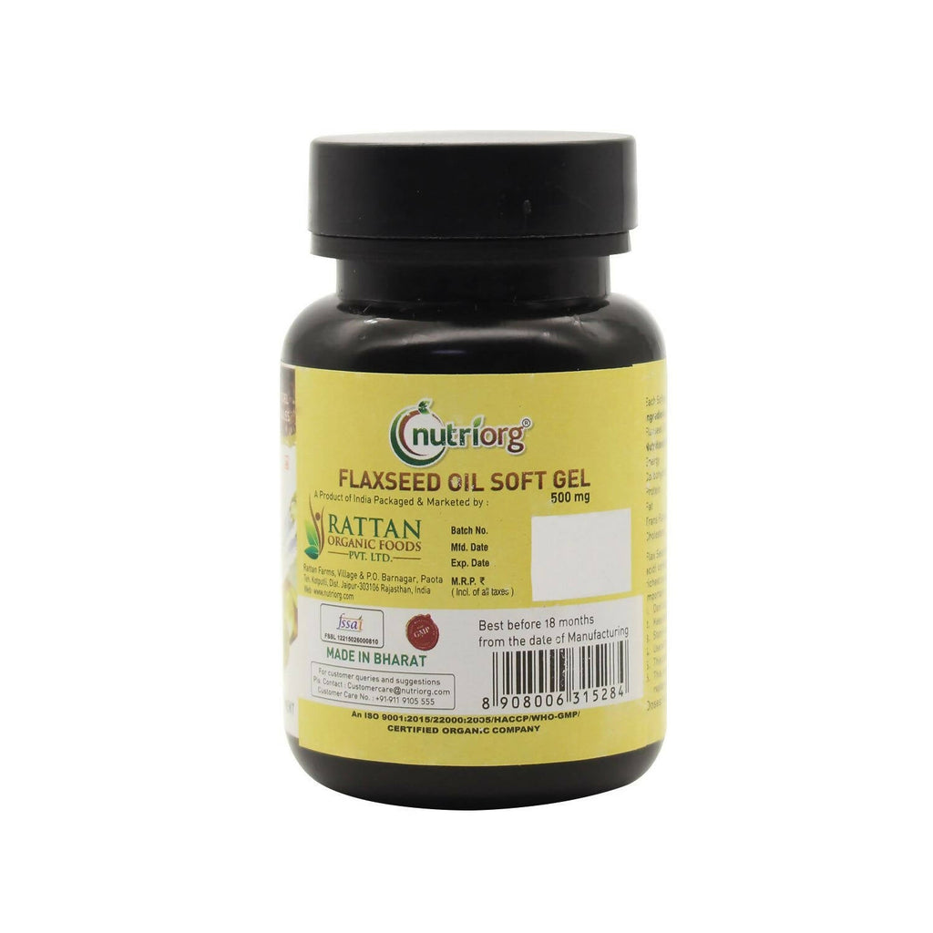 Nutriorg Flaxseed Oil Soft Gel Capsules | Grocsy