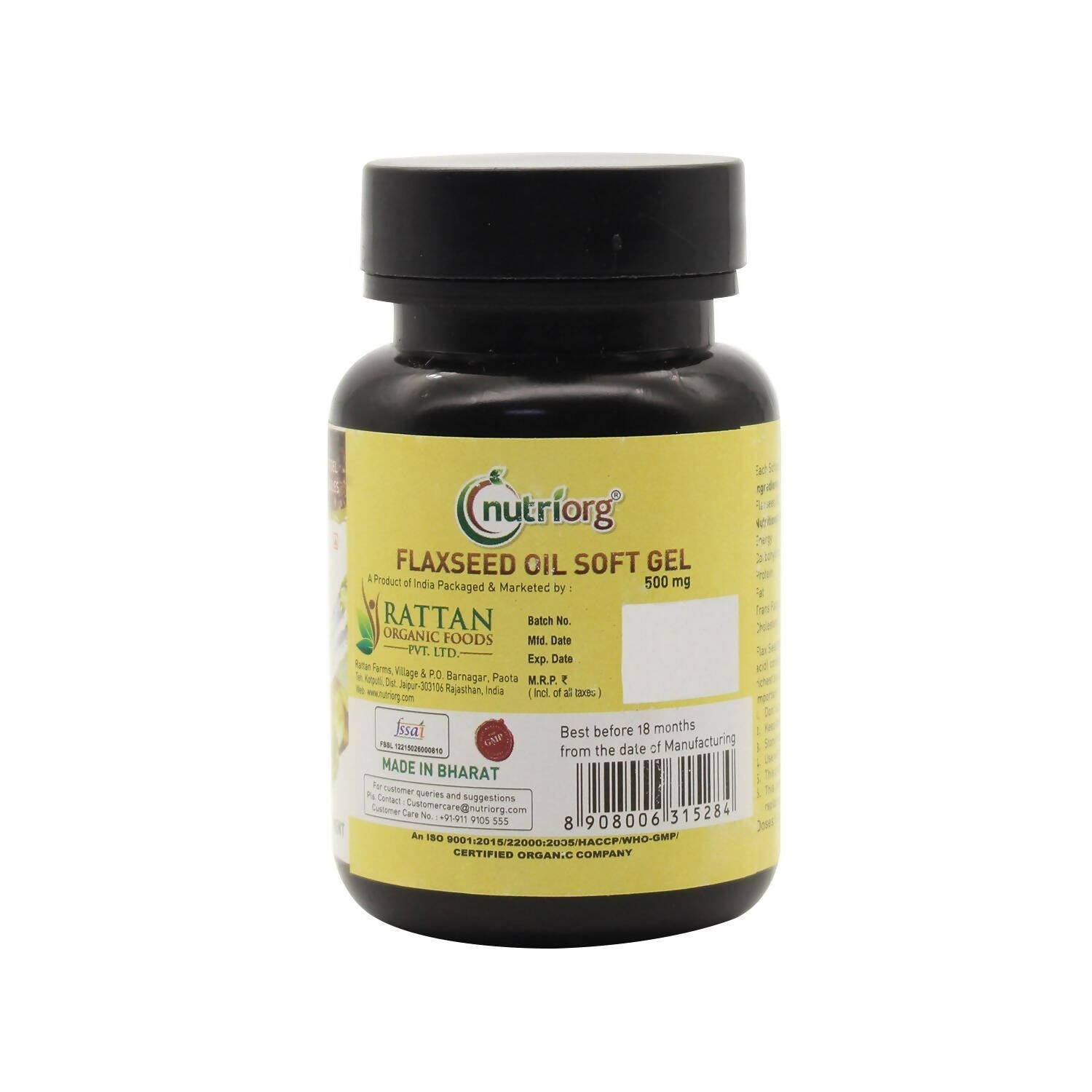 Nutriorg Flaxseed Oil Soft Gel Capsules | Grocsy