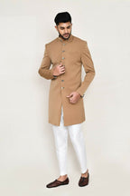 Joban Fashion Chiku Colored Terry Rayon Fabric Indo Western With Straight Fit Pant | Grocsy