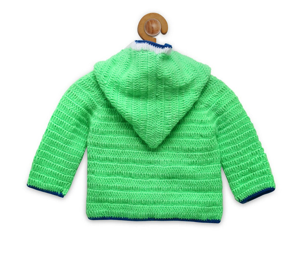 Chutput Kids Green Coloured Solid Pullover with Cartoon Detail | Grocsy