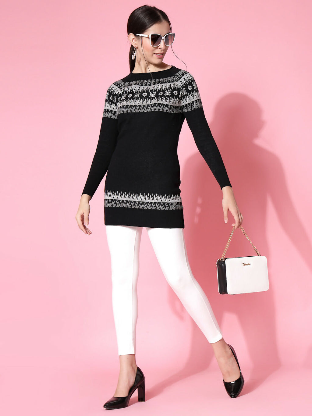 Women Winter Black Cotton Dress - Wool Trees | Grocsy