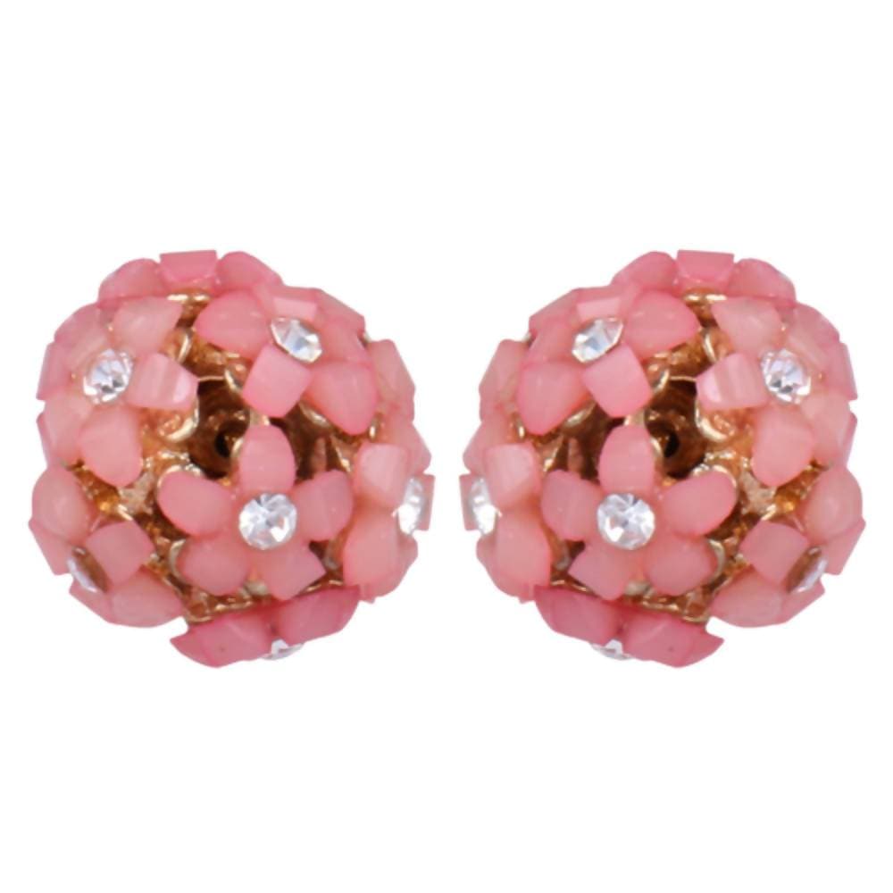Trendoo Jewelry Gold-Polished Stylish Fancy Party Wear Pink Studs | Grocsy