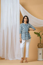 Joban Fashion Blue Floral Hand Block Printed Cotton Co-Ord Set | Grocsy