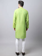 Even Apparels Green Pure Cotton Men's Kurta With Side Placket (SLD1193) | Grocsy