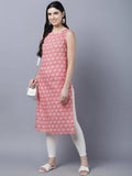 Myshka Stylish Pink Sleeveless Women's Kurta | Grocsy