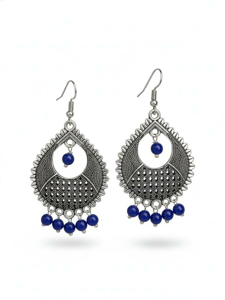 NVR Women German Silver Oxidised Chandbali Earrings | Grocsy