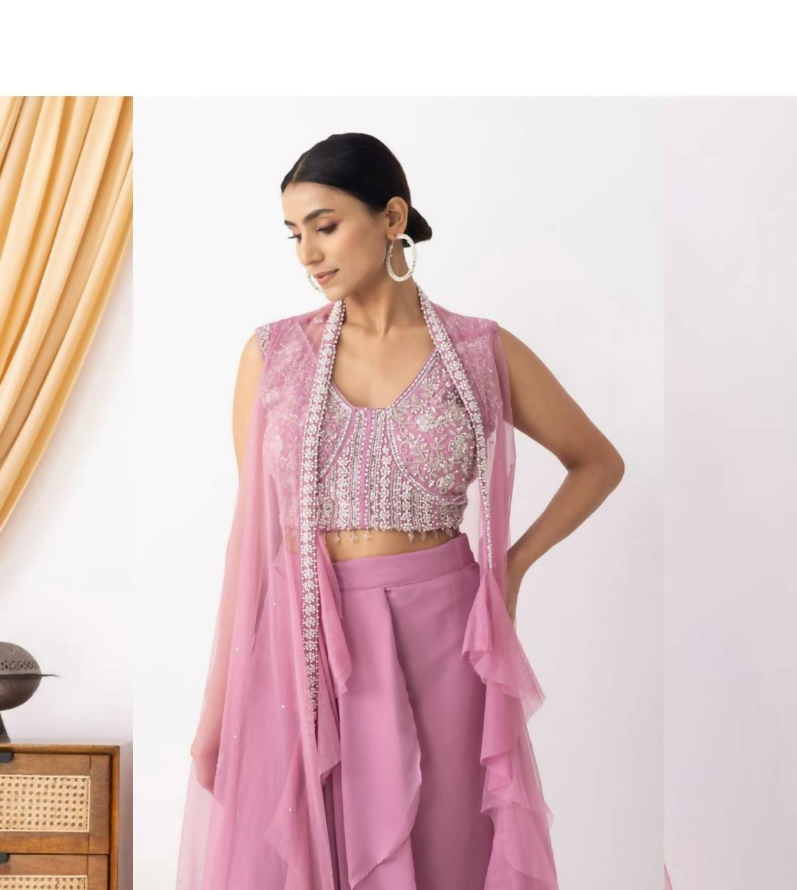 Joban Fashion Peach Georgette Embroidery Sequence Work Readymade Kurta Set | Grocsy