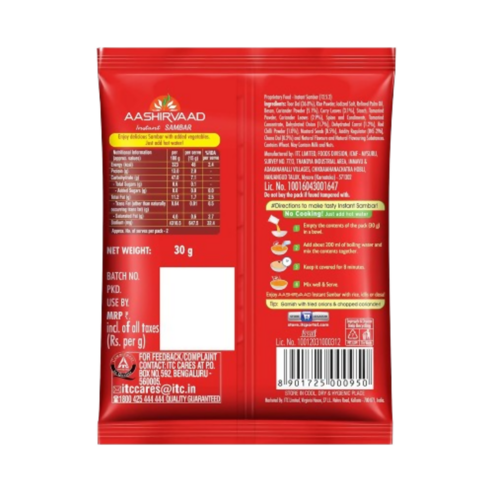 Aashirvaad Instant Sambar - With Added Vegetables | Grocsy