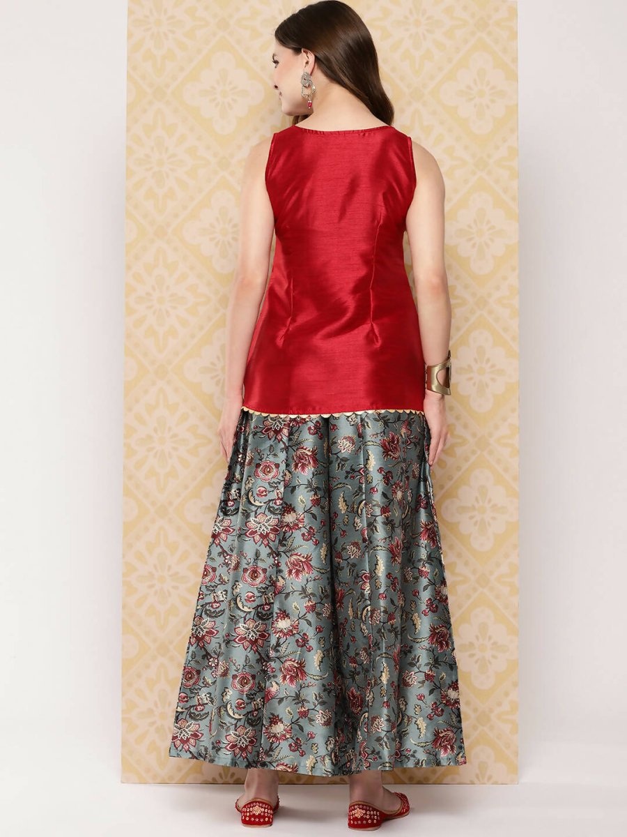 Ahalyaa Women's Traditional Wear Co-ods - Red | Grocsy