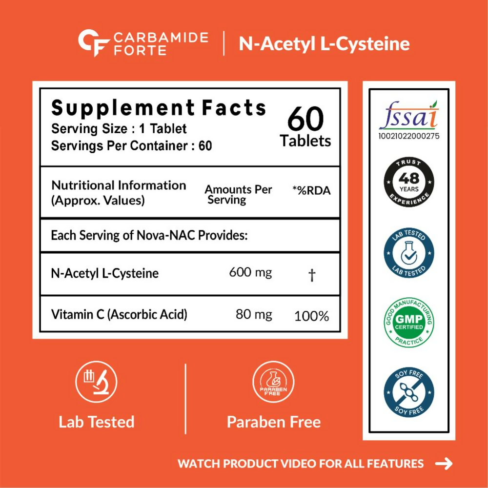 Carbamide Forte N-Acetyl L-Cysteine 600mg Tablets With Vitamin C | Grocsy