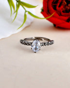 VOJ white CZ-detail Stainless Steel Cubic Zirconia Rhodium Plated Adjustable Finger Ring | Grocsy