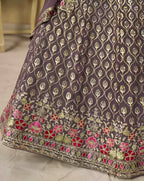 Women’s Semi-Stitched Dusty Mauve Georgette Zari Sequence Thread Embroidery Work Lehenga Choli With Georgette Dupatta-Jihu Culture | Grocsy
