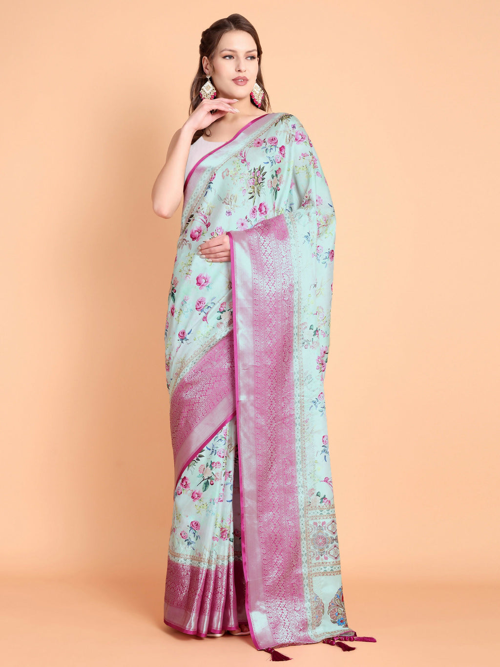Vamsee Bhavi Pista Georgette Saree | Grocsy
