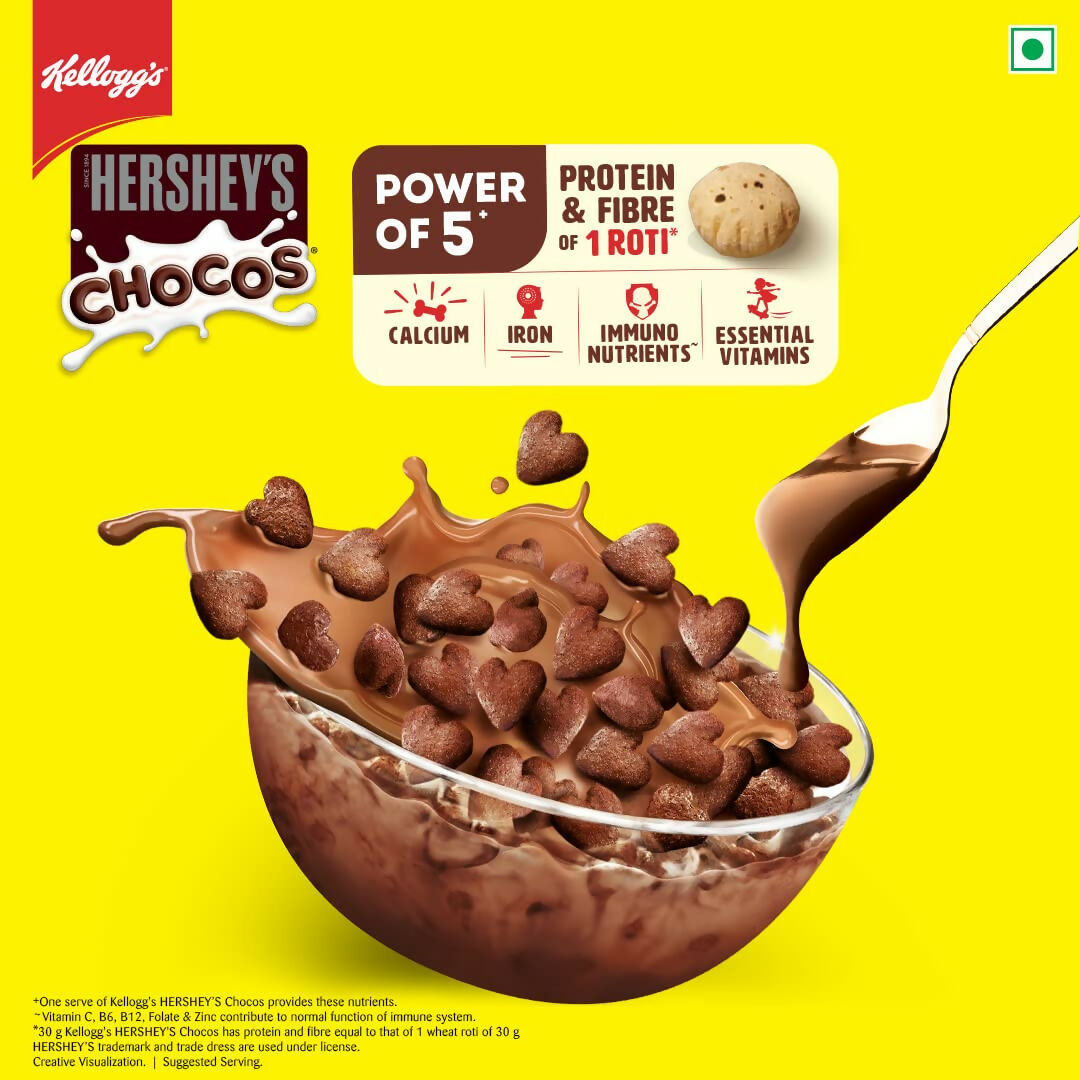 Kellogg’s HERSHEY’S Chocos with Power of 5+, Chocolatey Breakfast Cereal for Kids | Grocsy