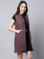 Even Apparels Navy 100% Polyester Open Front Women's Waistcoat | Grocsy