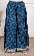Miravan Women's Cotton Floral Printed V-Neck Kurta with Flared Palazzo | Grocsy