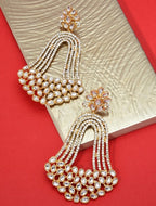 Jewel City India Trending Gold-Plated White Contemporary Drop Earrings | Grocsy