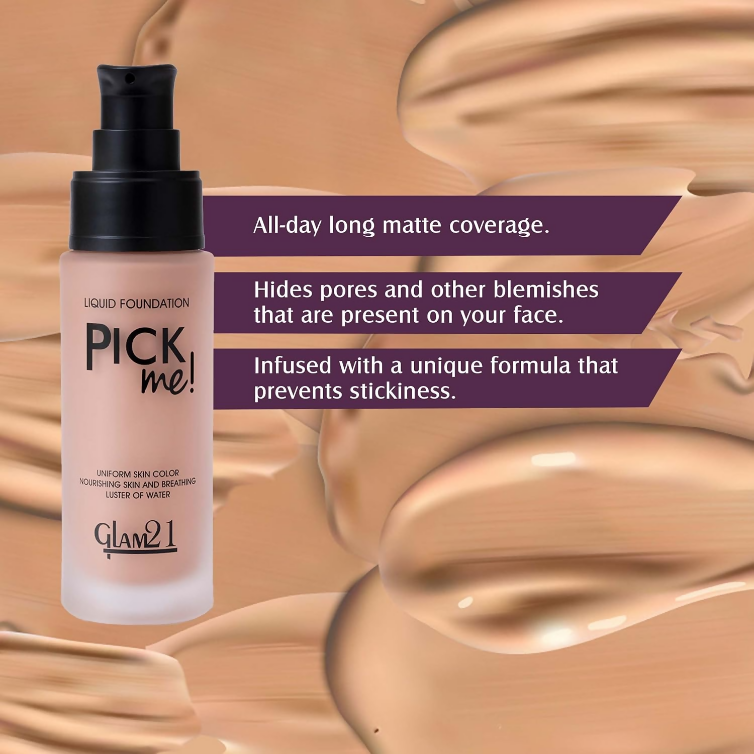 Glam21 Pick Me Matte Foundation - Cheese Cake | Grocsy