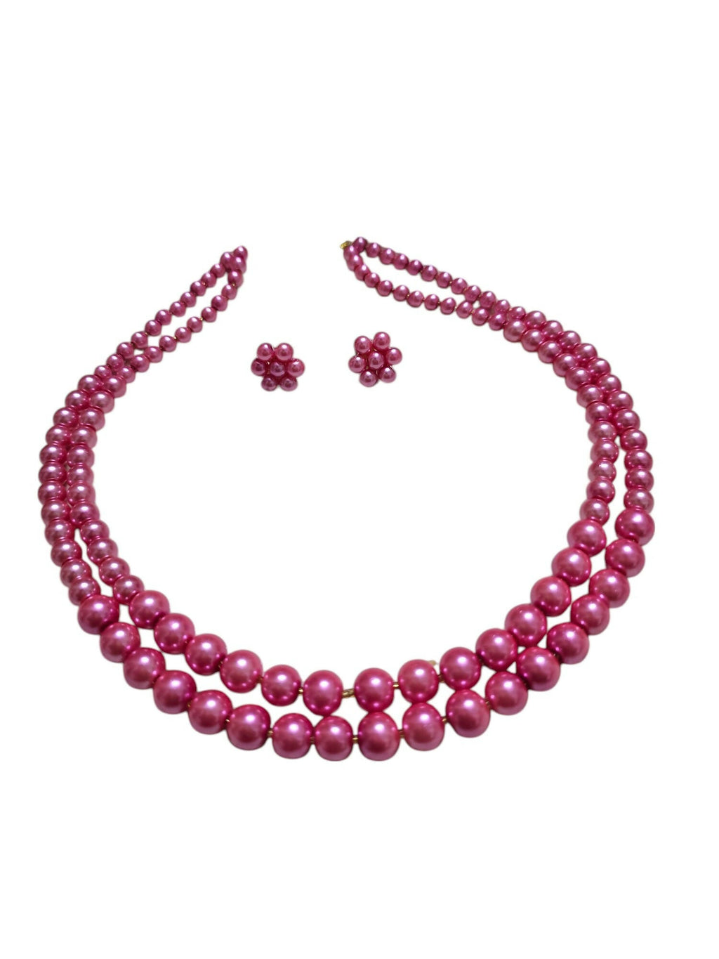Inhanns Everyday Workwear Pearl Set (Double Layered Pearls) - Pink | Grocsy