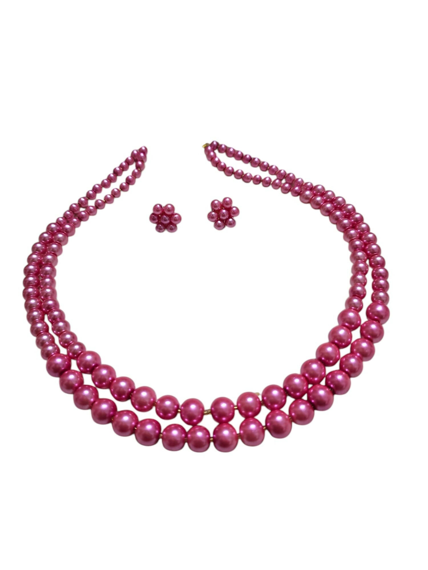 Inhanns Everyday Workwear Pearl Set (Double Layered Pearls) - Pink | Grocsy