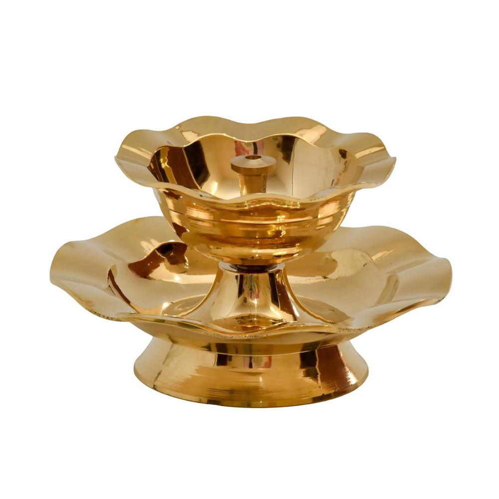 Bhimonee Decor Pure Brass Nanda Akhand Jyoth Table Diya | Grocsy