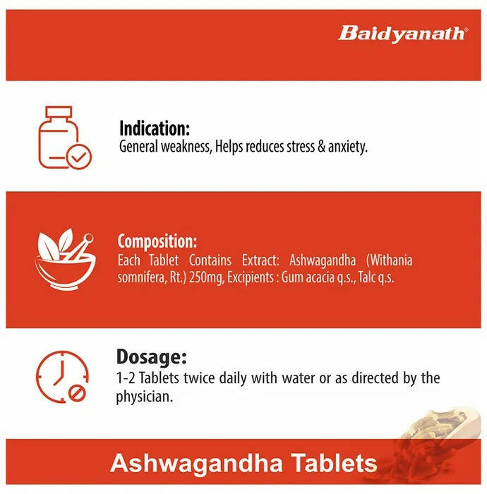 Baidyanath Kolkata Ashwagandha Tablets | Grocsy