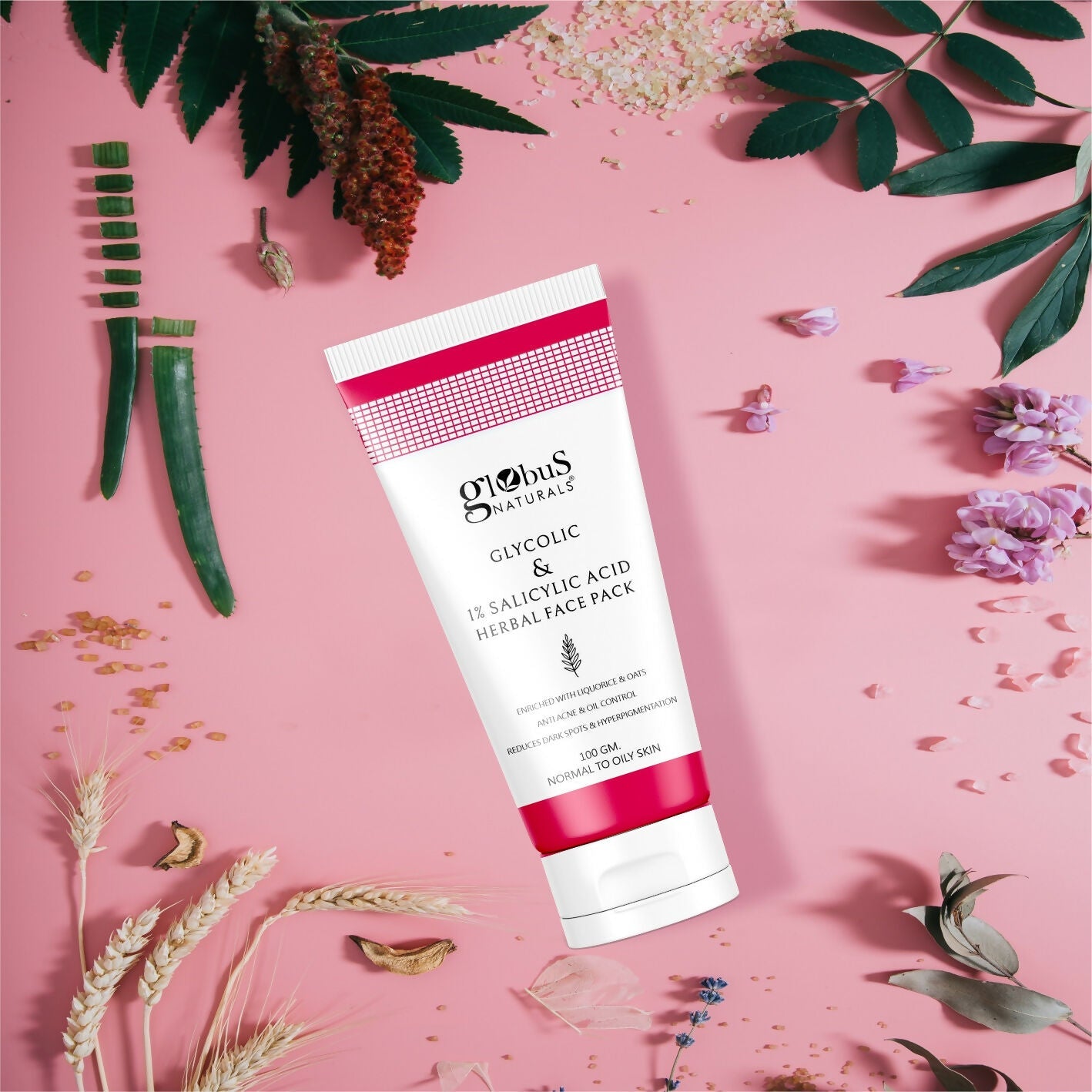 Globus Naturals Anti Acne Glycolic & 1 % Salicylic Acid Face Pack, For Acne Prone & Oily Skin | Grocsy