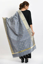 Mominos Fashion Moeza Women's Banarsi Silk Woven Design Grey Dupatta | Grocsy