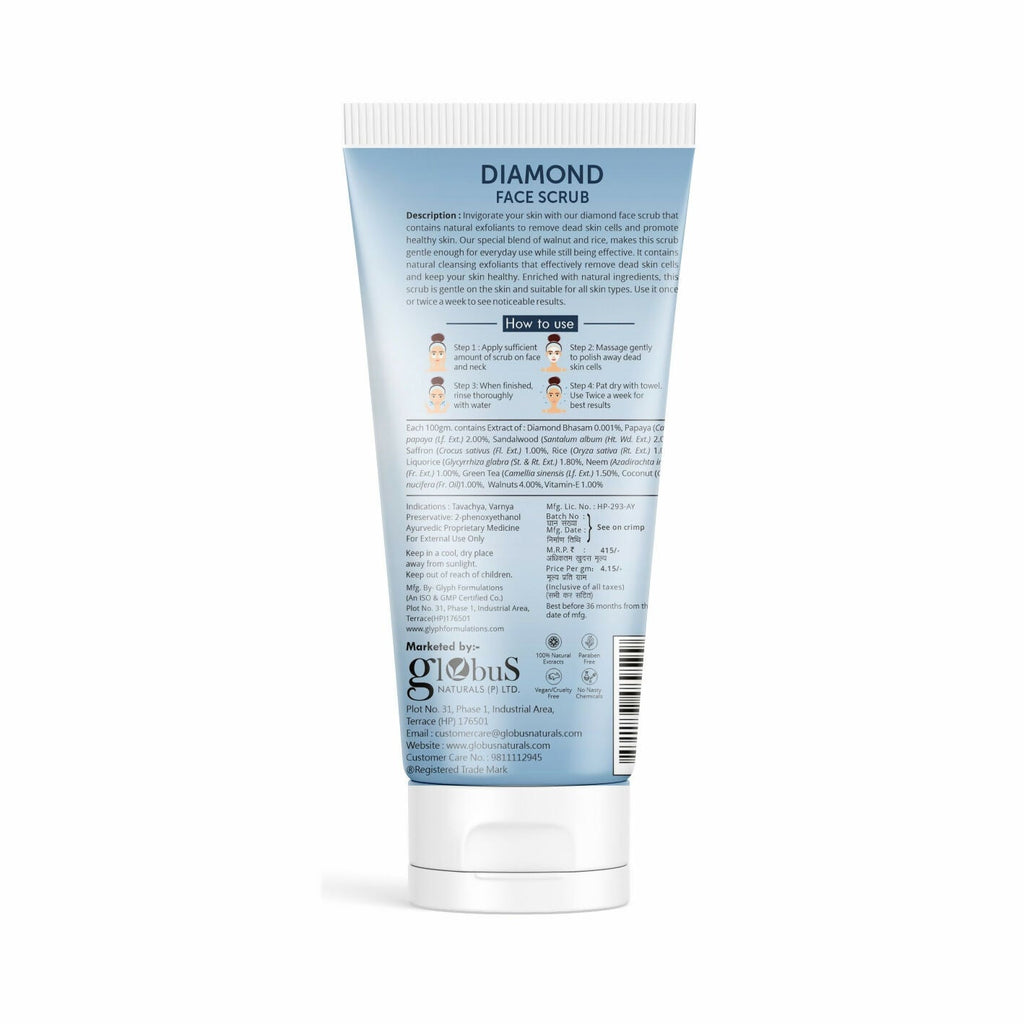Globus Naturals Revival Diamond Face Scrub, Suitable For All Skin Types | Grocsy