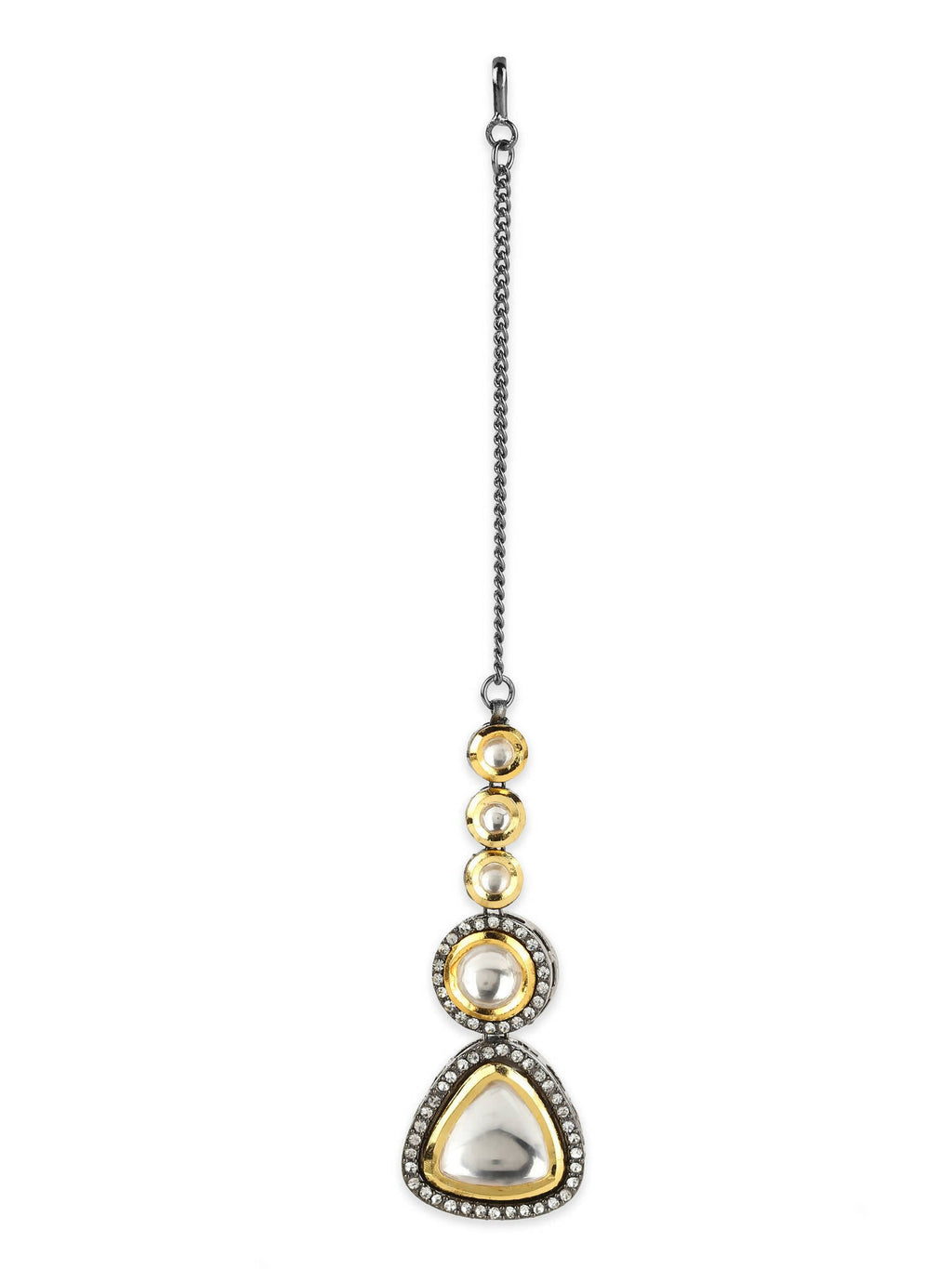 Gold-Polished Gold-Toned Kundan Maang Tikka - Ruby Raang | Grocsy