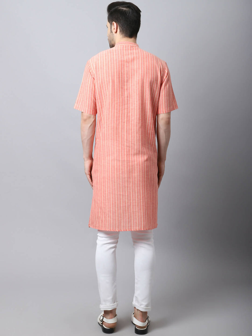 Even Apparels Beige Pure Cotton Men's Kurta With Band Collar (STR1171) | Grocsy