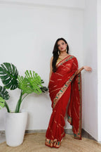 Vamsee Aaradhna Red Georgette Saree | Grocsy