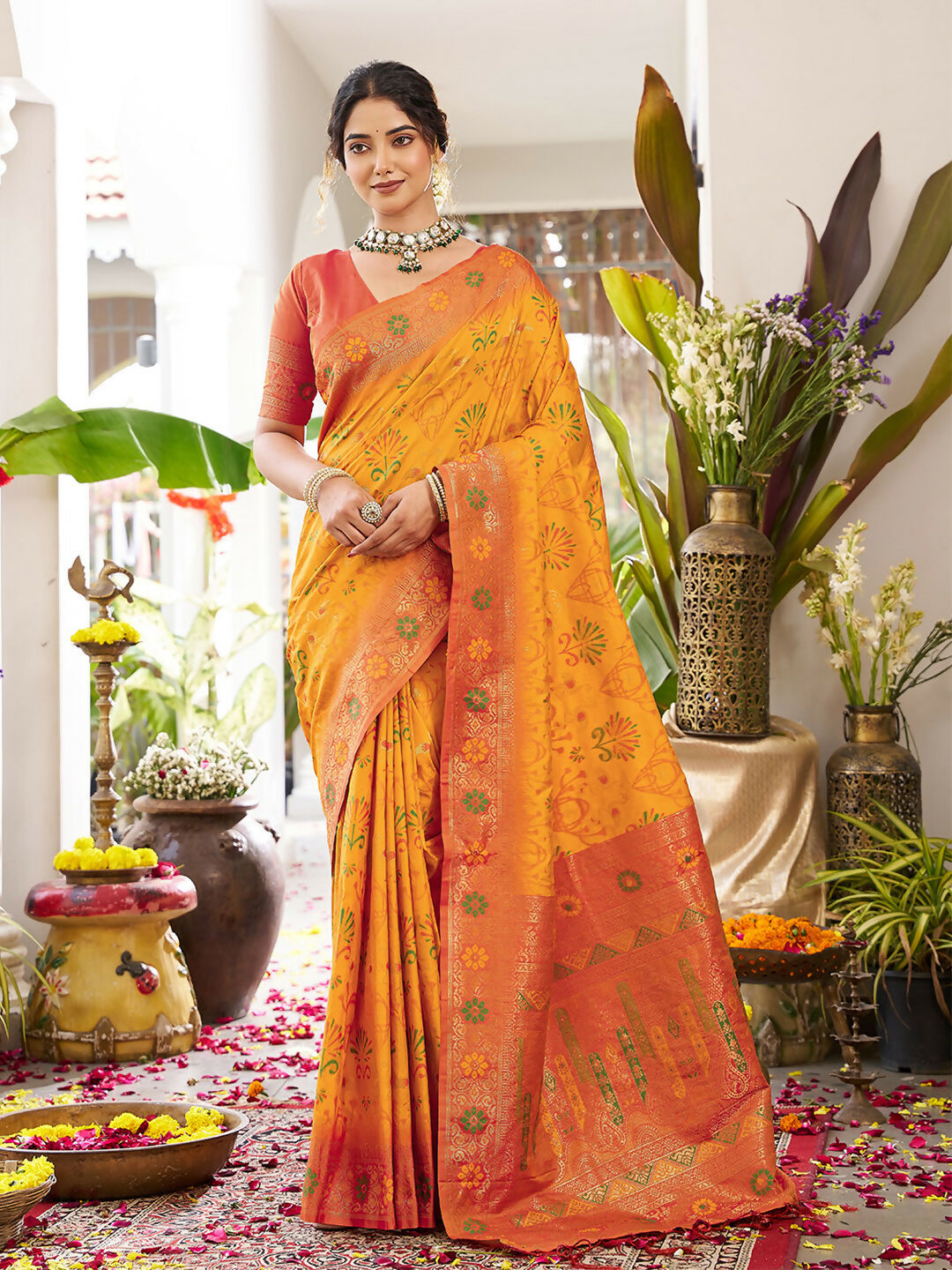 Shree Shyam Fashion Yellow Soft Silk Saree | Grocsy