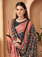 Aayaa Designer Winter Collection Printed Saree With Shawl - Multi Color | Grocsy