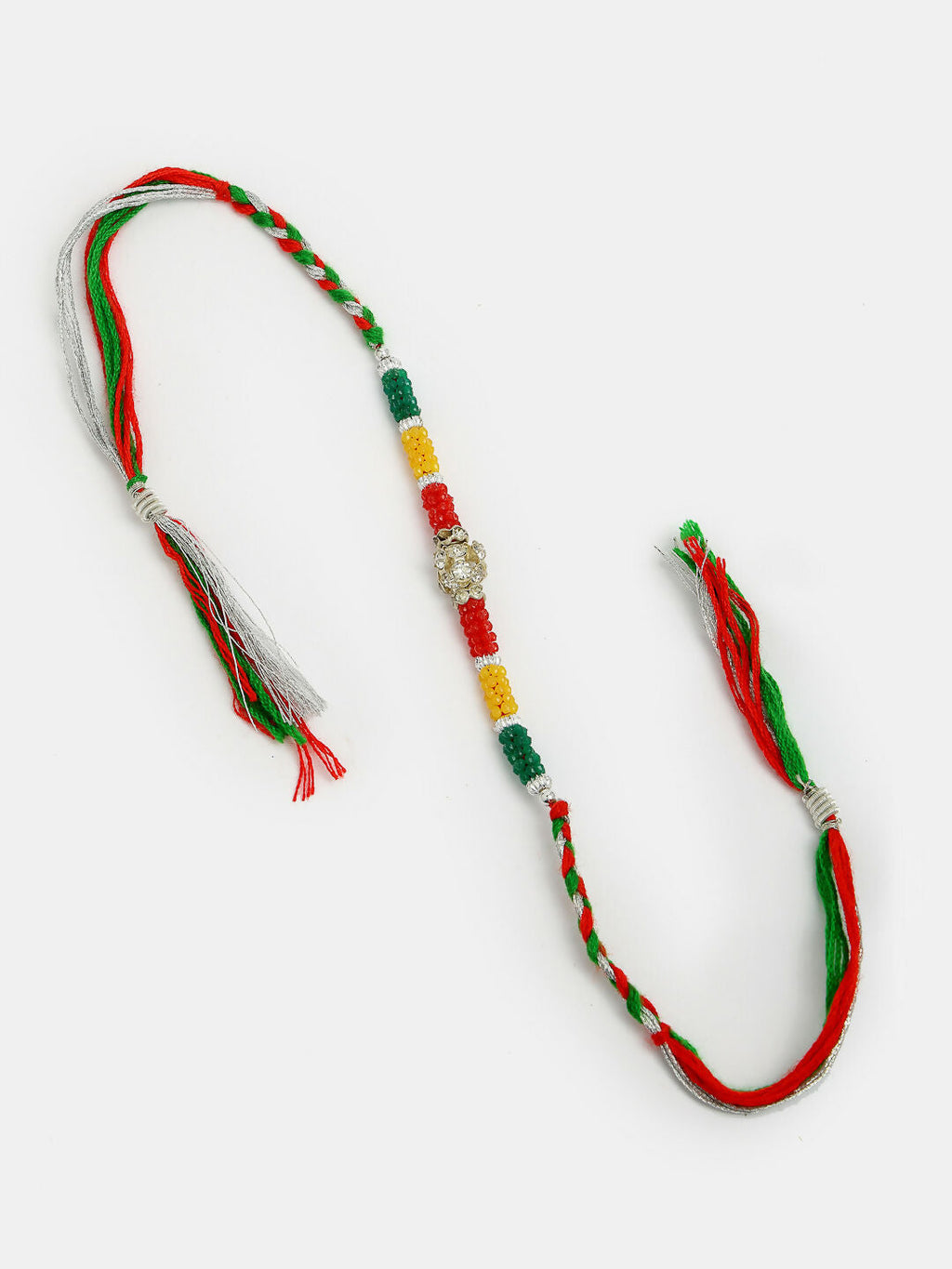 NVR Women & Men Set of 4 Multicolor Artificial stone and beads Rakhi With Roli Chawal & Chocolate | Grocsy