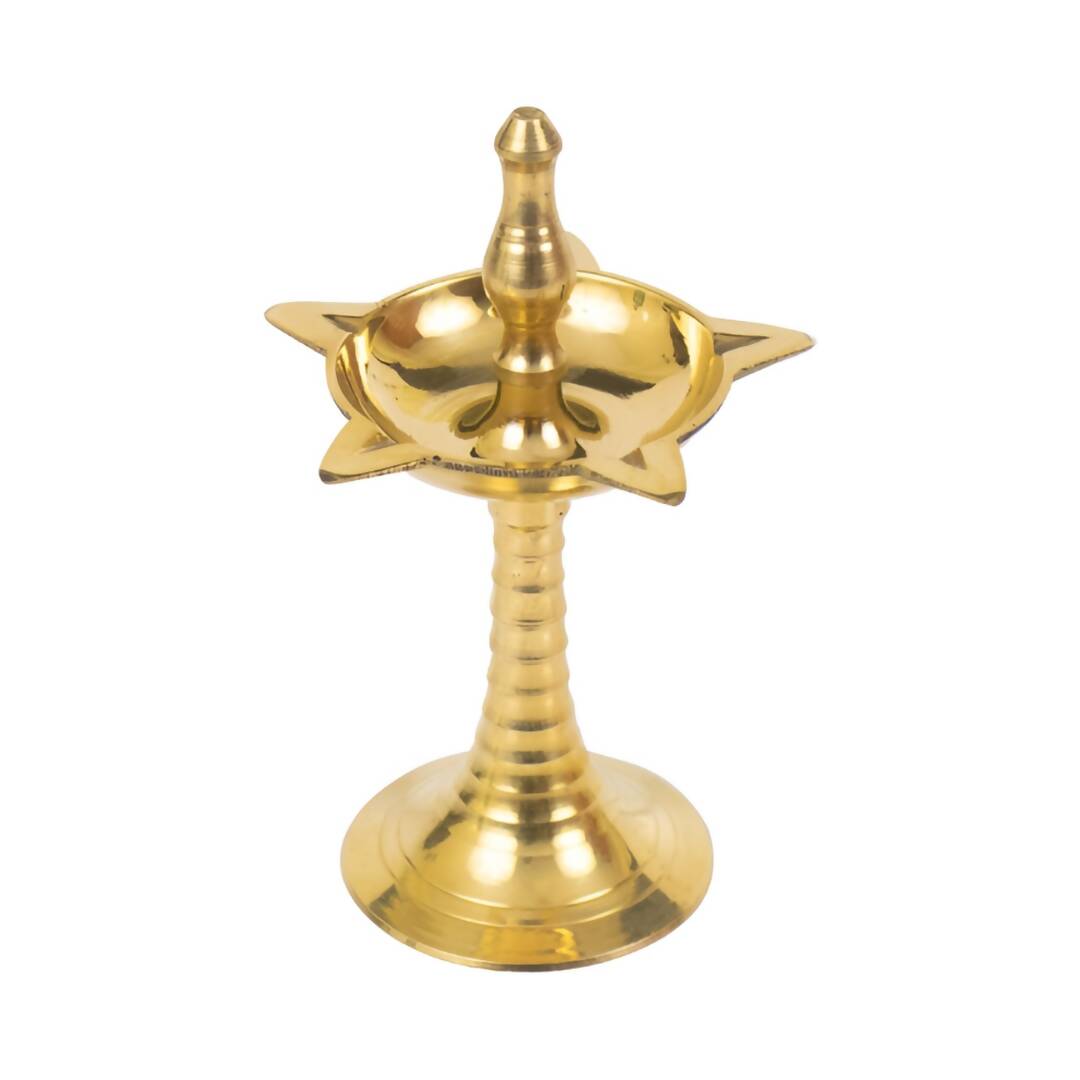 Spillbox Gold Toned Brass Textured Small Kuthu Vilakku Diya | Grocsy