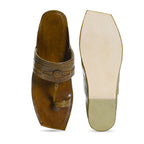Stepsoft Men'S Olive Brown Kolhapuri Chappal | Handcrafted Leather Ethnic Slip-On Slippers | Grocsy