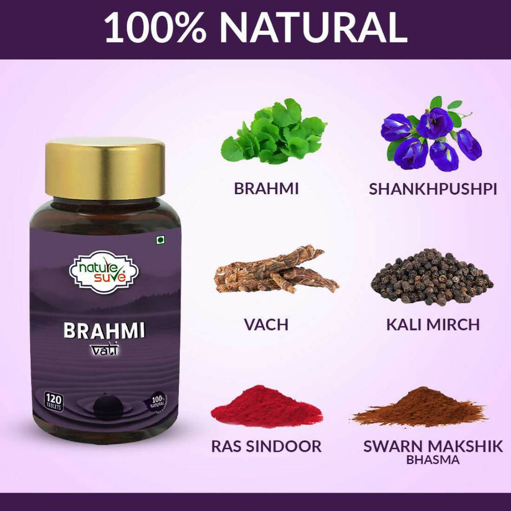 Nature Sure Brahmi Vati 120 Buddhiwardhak Ayurvedic Tablets | Grocsy
