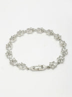 NVR Women's Silver-Toned Cubic Zirconia Link Bracelet | Grocsy
