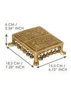 eCraftIndia Gold-Toned Handcrafted Brass Traditional Pooja Chowki With Bells | Grocsy