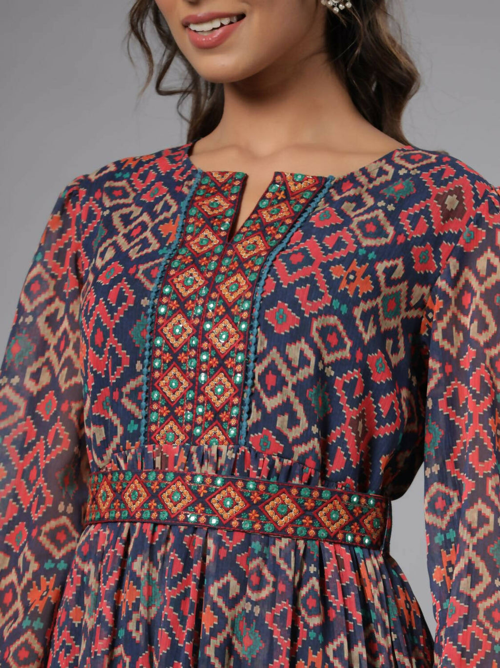 Juniper Women Multi Coloured Chiffon Printed Maxi Dress | Grocsy