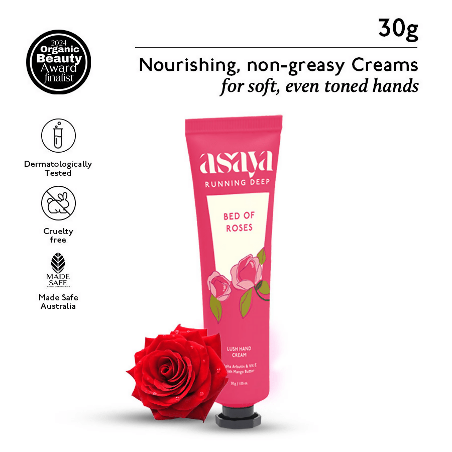 Asaya Bed of Roses Hand Cream Softens Dry, Rough Hands For Men & Women | Grocsy