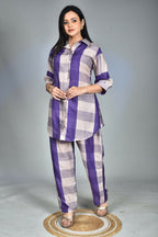 Morchari Digital Print Semi Muslin Co-Ord Set Top & Trouser-Multicolor | Grocsy