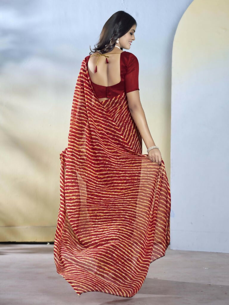 Maroon Georgette Designer Printed Ready to Wear Saree - Samyana | Grocsy