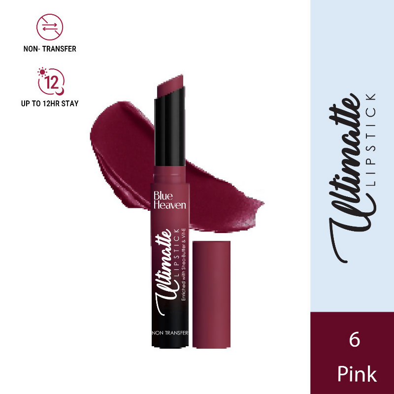 Blue Heaven Ultimatte NonTransfer Long Lasting Lipstick - 06 Pink | Grocsy
