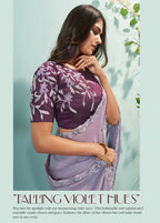 Violet Organza Silk Solid Saree With Unstitched Blouse Piece - Norita Ikshita | Grocsy