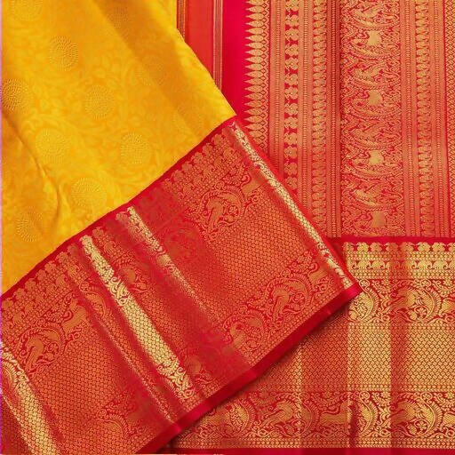 DEIANA'S Beautiful Designer Golden zari Soft Lichi Silk Saree - Yellow | Grocsy