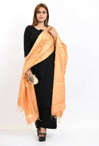 Mominos Fashion Moeza Women's Banarsi Silk All Over Woven Design Peach Dupatta | Grocsy