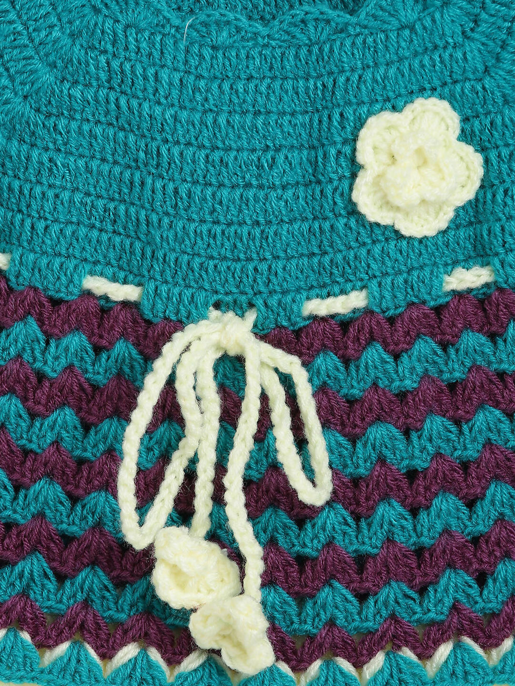 ChutPut Hand knitted Crochet Adorable Wool Dress For Baby Girls - Green | Grocsy